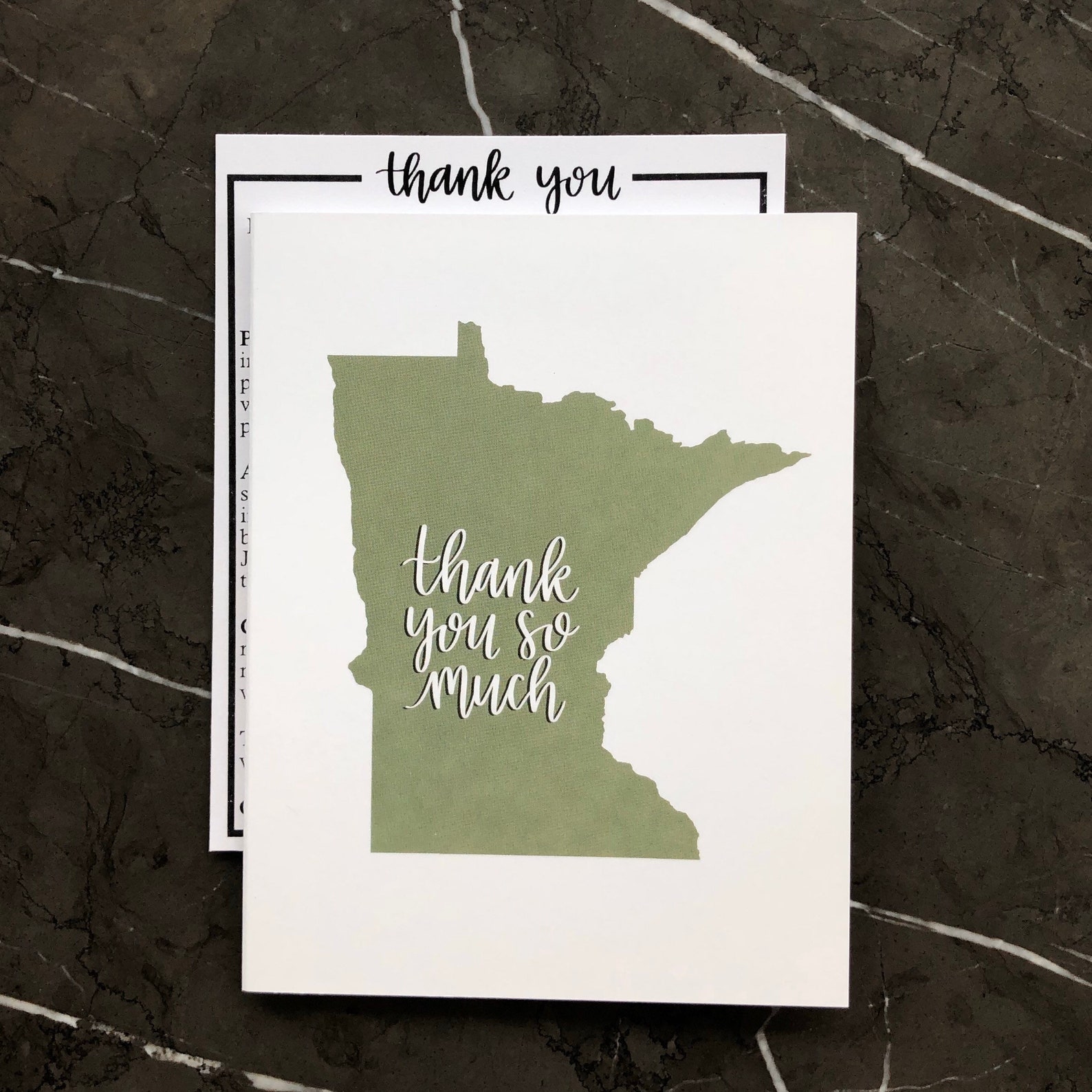 Minnesota Thank You Card Green MN Shape Etsy