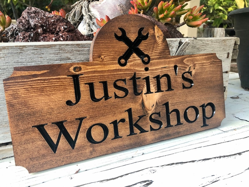 Man Cave Garage Shed Workshop Personalised wooden sign christmas Gift Idea