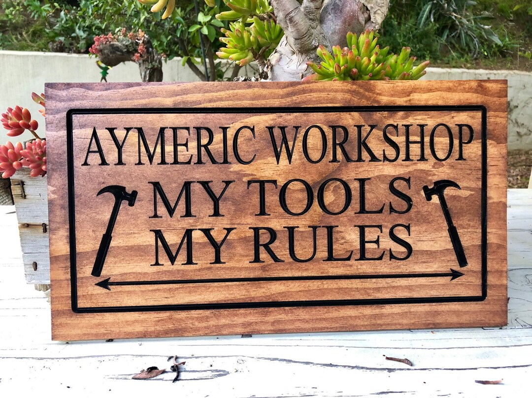 Workshop, Wood Shop, Garage Sign - Rustic Vintage Style Sign - Man Cave ...