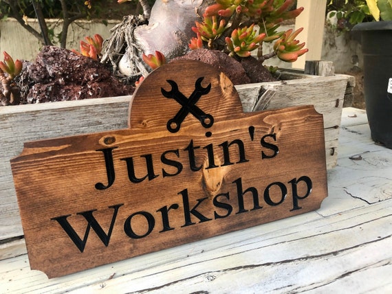 Garage Wood Sign, Wood Shop, Garage Sign Rustic Vintage Style Sign Man Cave  Signs Custom Wood Sign Gifts for Men Custom Sign 