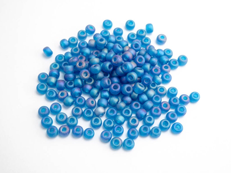 6//0 Japanese seed beads Trans Matte Silver Lined Dark Green Blue round beads