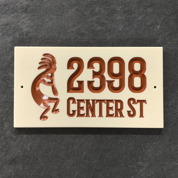 Southwestern Address Sign Engraved Designer House Numbers. Choice of 3 Sizes. Fully Customizable, Weatherproof 0.5" Solid Surface Material