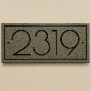 Modern Address Sign Engraved Designer House Numbers. Choice of 3 Sizes. Fully Customizable, Weatherproof 0.5" Solid Surface Material