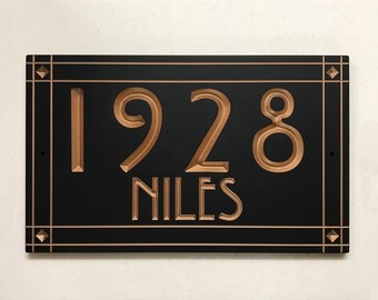 Craftsman Style Address Sign Engraved Designer House Numbers. Choice of 3 Sizes. Fully Customizable, Weatherproof 0.5" Solid Surface .