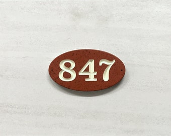 Oval Apartment or Door Number. Two sizes. Fully Customizable Mailbox Number, Weatherproof 0.5" Solid Surface Material