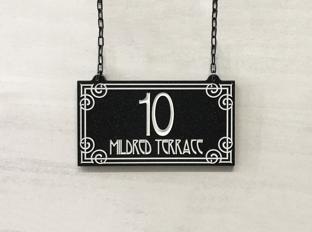 Hanging Avantgarde Address Sign Engraved House Numbers. Choice of 3