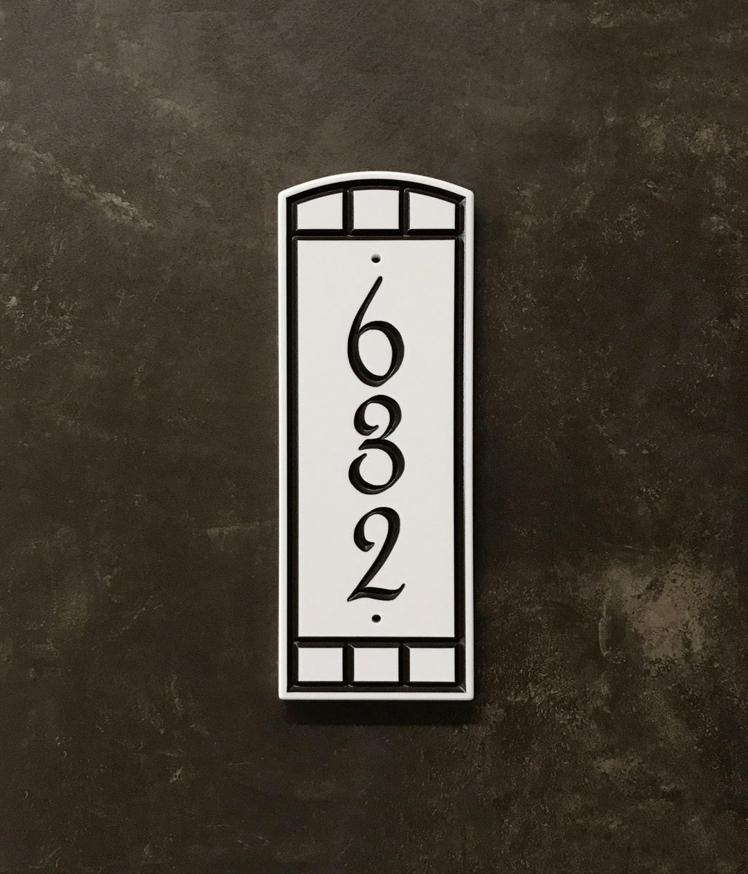 Vertical Tudor Address Sign Engraved House Number Choice Of 3 Sizes 