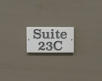 Suite Apartment or Door Number. Two sizes. Fully Customizable Mailbox Number, Weatherproof 0.5" Solid Surface Material