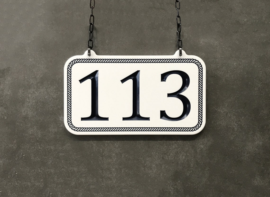 Hanging Nautical Address Sign Engraved House Numbers. Choice Etsy