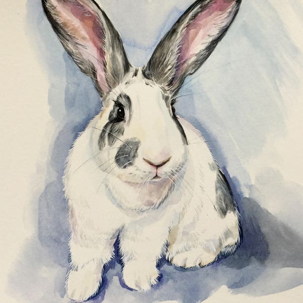 Custom pet Painting, pet Portrait, Rabbit pet Portrait, Dog Portrait, bunny portrait, made to order, ORIGINAL WATERCOLOR PAINTING