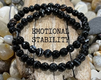 Myhealingworld Unisex Black Agate 8mm Meditation Healing Reiki Natural Stone Stretchable Bracelet Myhealingworld Unisex Black Agate 8mm Meditation Healing Reiki Natural Stone Stretchable Bracelet