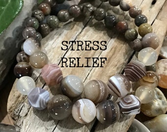 Stress Relief Bracelet, Healing Crystal Zen Jewelry, Natural Gemstone Calming Bracelet, Energy Meditation Bracelet, Gemstone Boho Jewelry