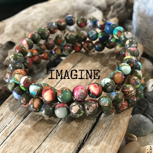 Boho Gemstone Bracelet, Calming Gemstone Bracelet, Imperial jasper Gemstone Bracelet, Gemstone Bracelet, Stone Jewelry, Energy Bracelet