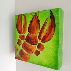 Square green lobster painting