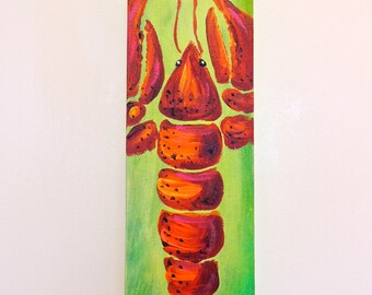 Lobster painting,  bright acrylic on canvas, original painting