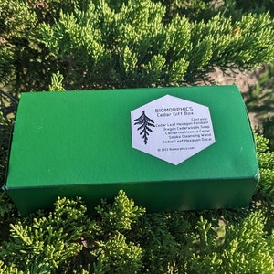Cedar Gift Box Includes Cast Cedar Leaf Pendant, Oregon Cedarwoods Soap, Cedar Smoke Cleansing Wand, and Cedar Leaf Hexagon Decal image 1
