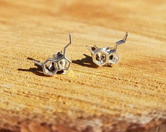 Serotonin Molecule Sterling Silver Stud Earrings