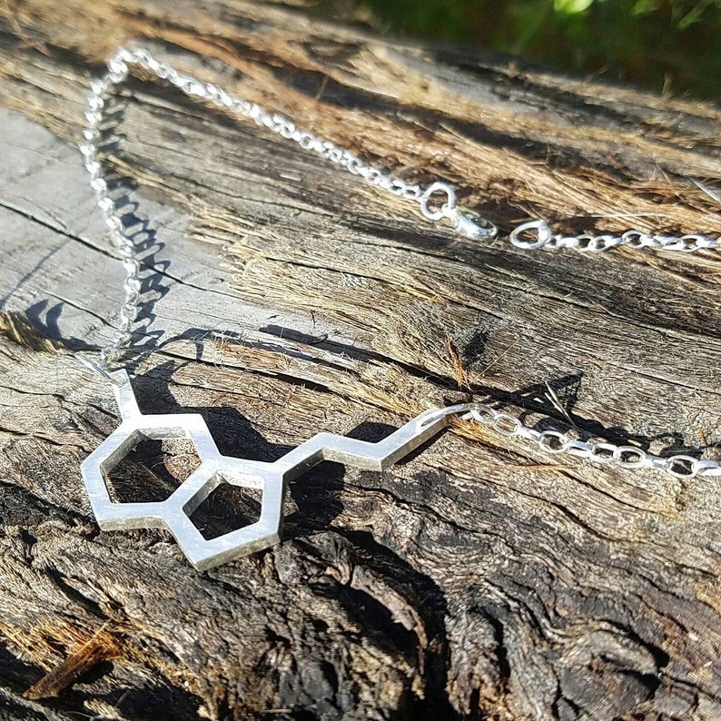 Serotonin Molecule Sterling Silver Neurotransmitter Necklace image 1