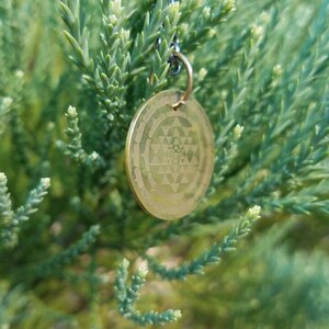 Sri Yantra Brass Pendant with Chain Sacred Geometry image 2