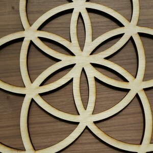 Seed of Life Sustainable Wood Lasercut Wall Art or Crystal Grid image 3