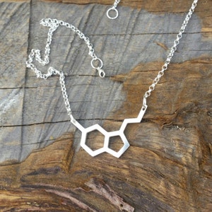 Serotonin Molecule Sterling Silver Neurotransmitter Necklace image 2