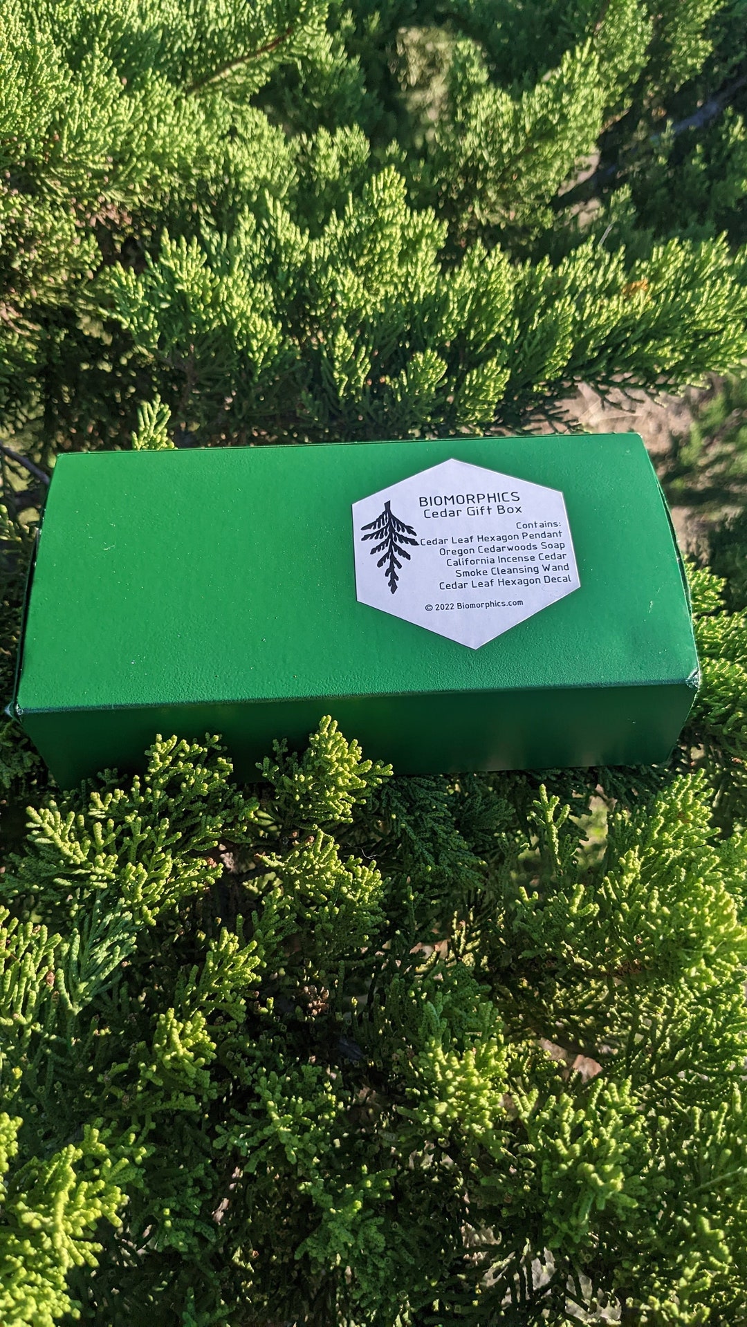 Cedar Gift Box Includes Cast Cedar Leaf Pendant, Oregon Cedarwoods Soap