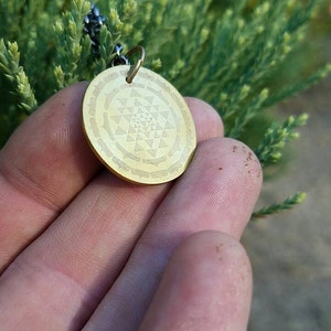 Sri Yantra Brass Pendant with Chain Sacred Geometry image 3