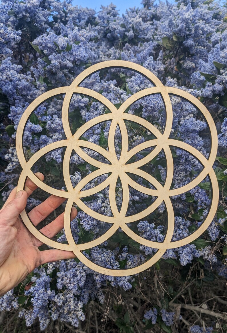 Seed of Life Sustainable Wood Lasercut Wall Art or Crystal Grid image 7