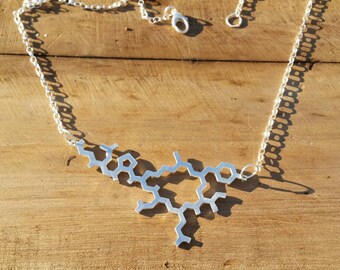 Oxytocin Molecule Structure Necklace in Sterling Silver - Contemporary Love Pendant