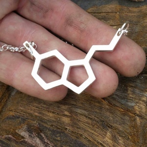 Serotonin Molecule Sterling Silver Neurotransmitter Necklace image 4