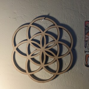 Seed of Life Sustainable Wood Lasercut Wall Art or Crystal Grid image 8