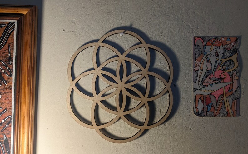 Seed of Life Sustainable Wood Lasercut Wall Art or Crystal Grid image 8