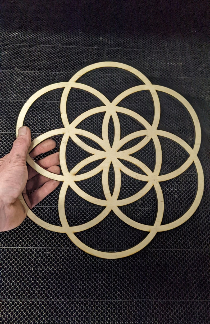 Seed of Life Sustainable Wood Lasercut Wall Art or Crystal Grid image 4