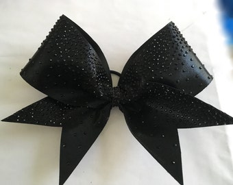 Rhinestone cheer bow - black on black