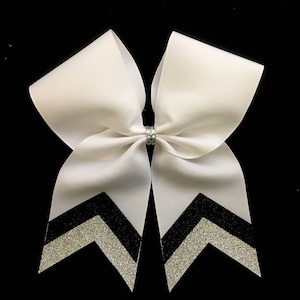 White with glitter chevron tail bow