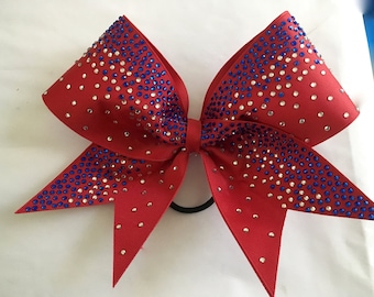 3 color Rhinestone Waterfall cheer bow