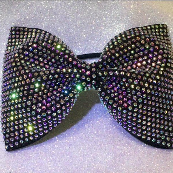 Black glitter rhinestone Super Bling Cheer bow.