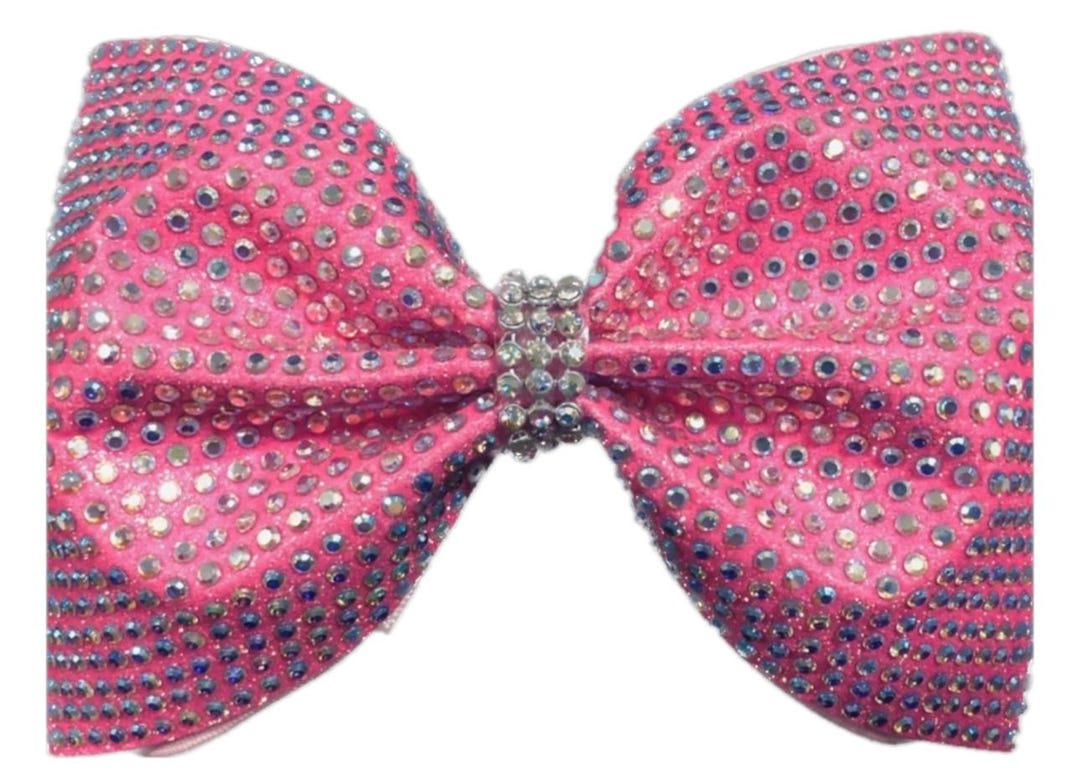 Pink Rhinestone Bow Rhinestone Cheer Bow- Neon Pink With AB Stones - Etsy