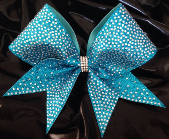 Rhinestone Royalty-texas Cheer Bow- in Turquoise Super 