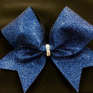 Navy Super Glitter cheer bow