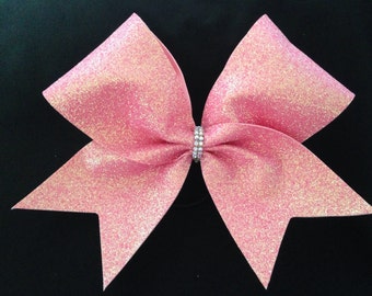 Cheer bow-holographic pink "super glitter"