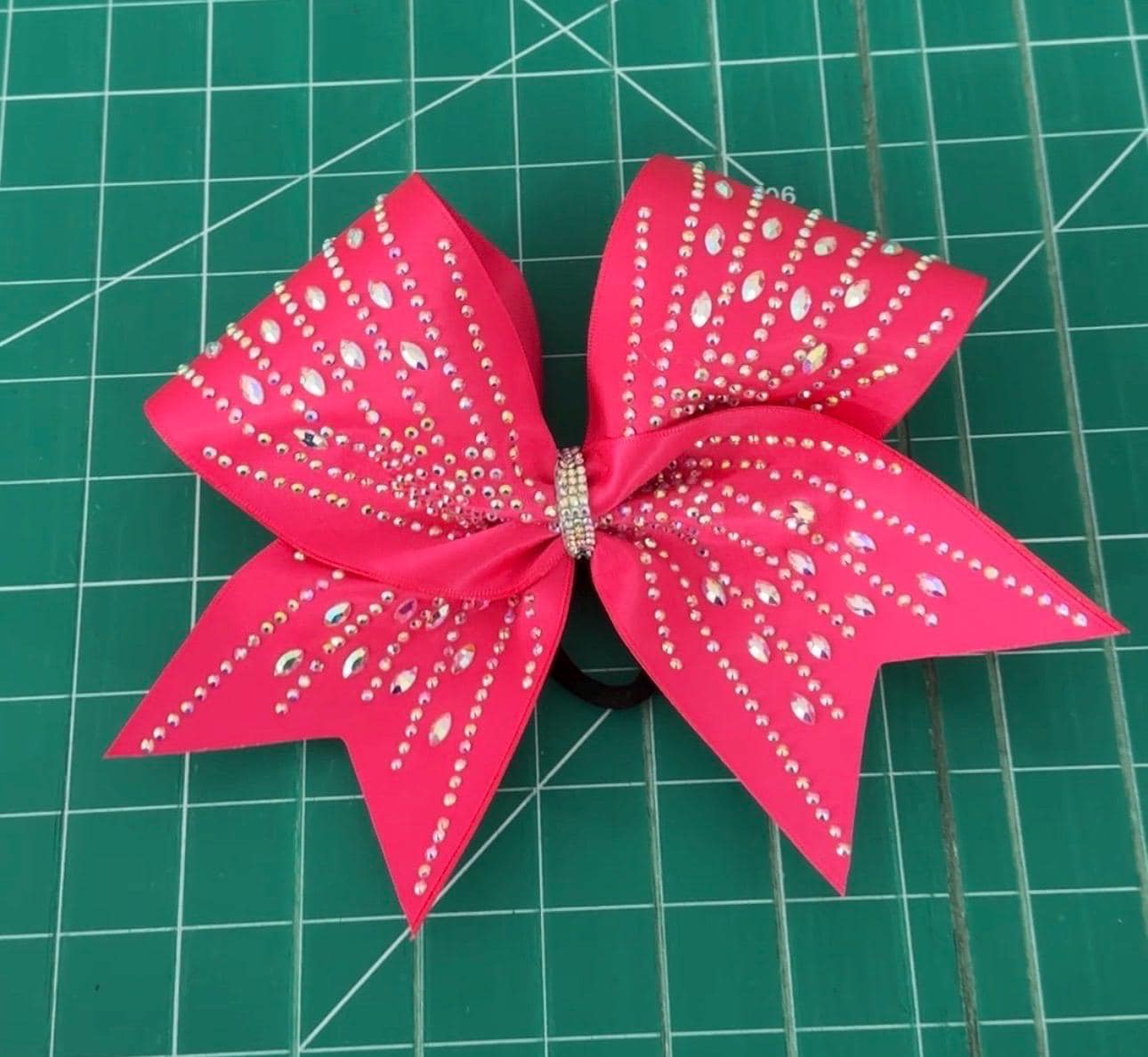 Pink Rhinestone Bow Hot Pink Satin Rhinestone Cheer Bow - Etsy