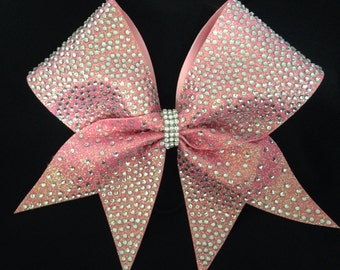 Rhinestone Royalty-Texas cheer bow- In Pretty Pink Glitter.