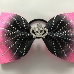 Tailless ombre black to pink with rhinestones.