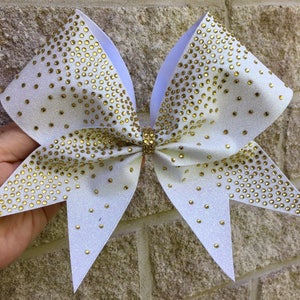 Gold Rhinestone Waterfall on white glitter