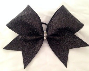 Cheer bow- Black "super glitter"