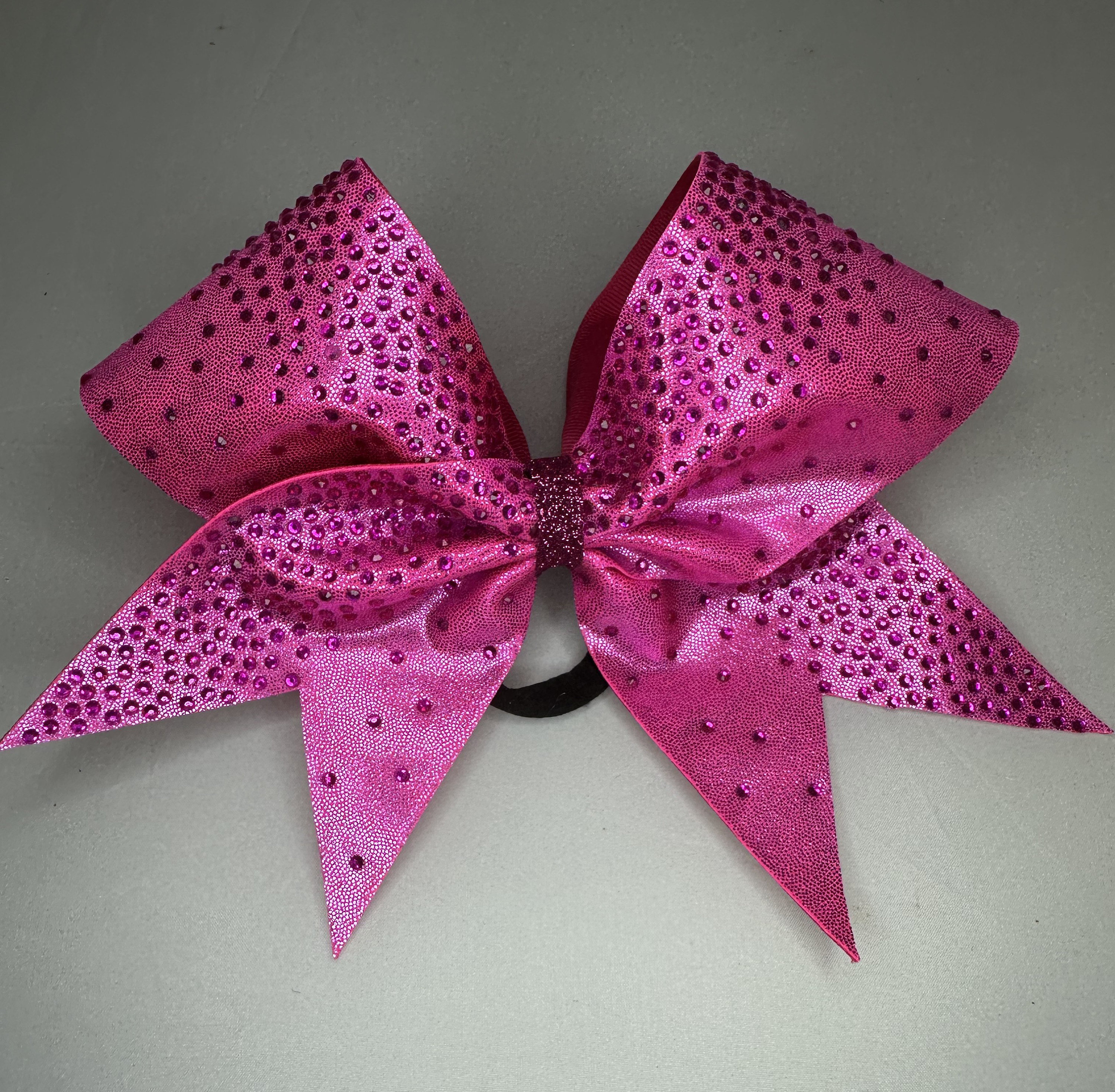 Pink Rhinestone cheer Bow Pink Mystique Fabric Cheer Bows | Brenda main image 2