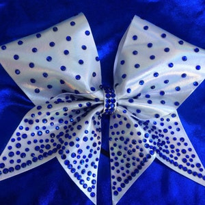 Blue rhinestone cheer bow