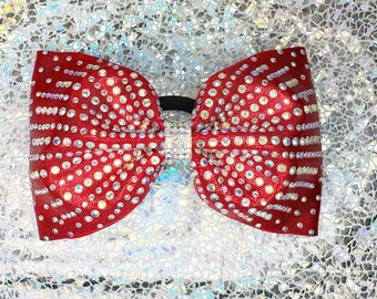 Tailless Red glitter rhinestone super Burst Bling bow