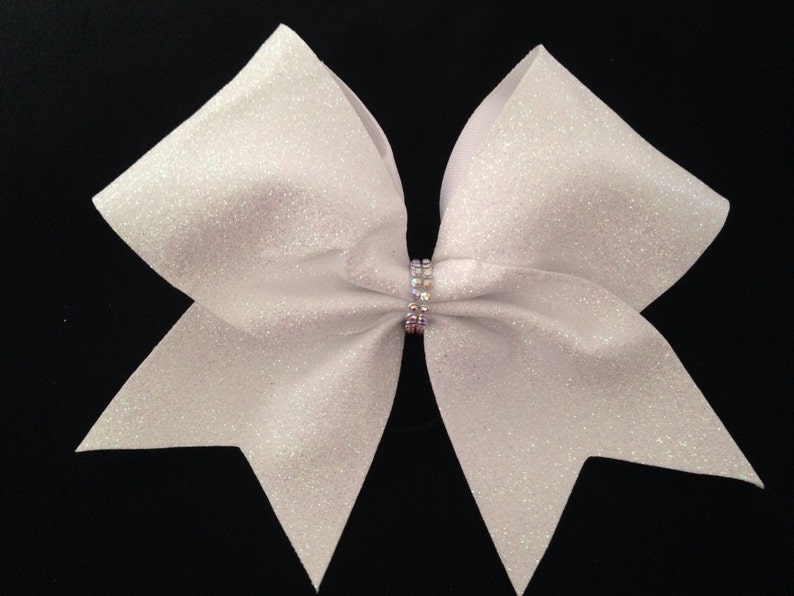 Cheer bow-holographic white super glitter image 1